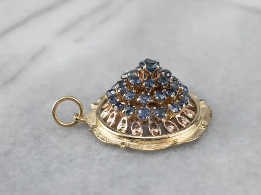 Gegalvaniseerd Domed Sapphire Cluster Pendant