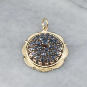 Gegalvaniseerd Domed Sapphire Cluster Pendant