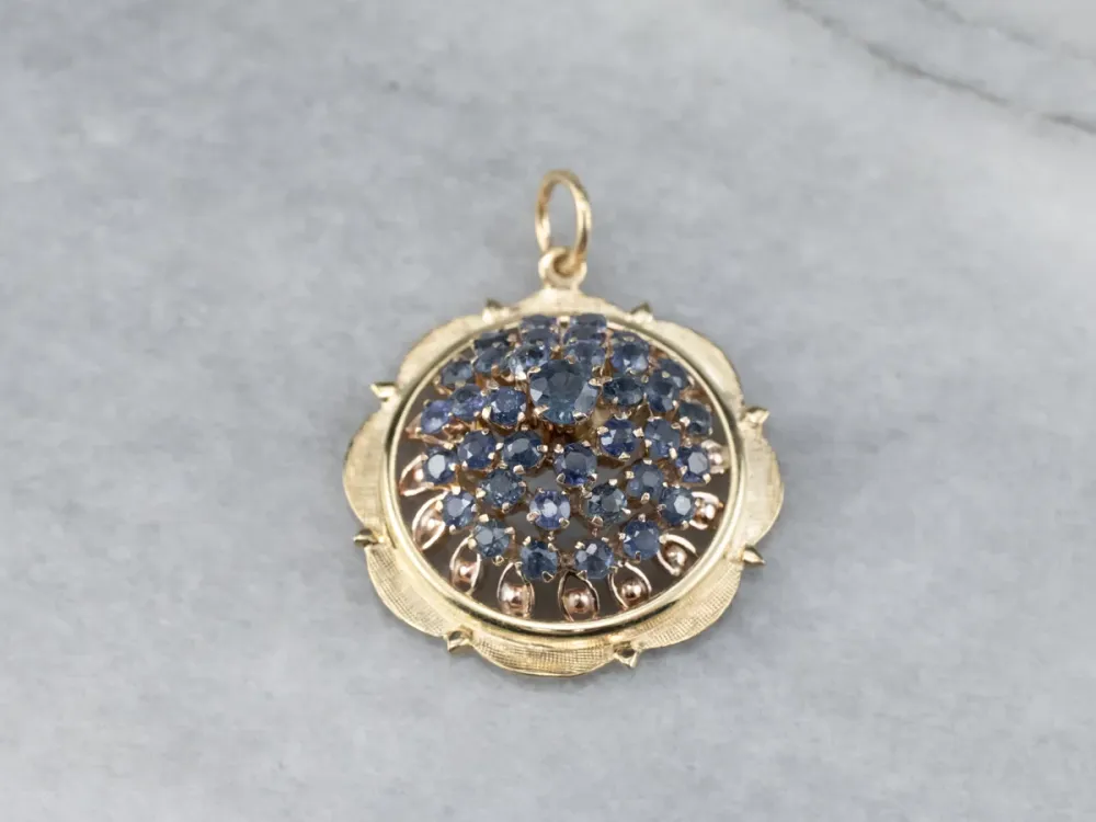 Gegalvaniseerd Domed Sapphire Cluster Pendant