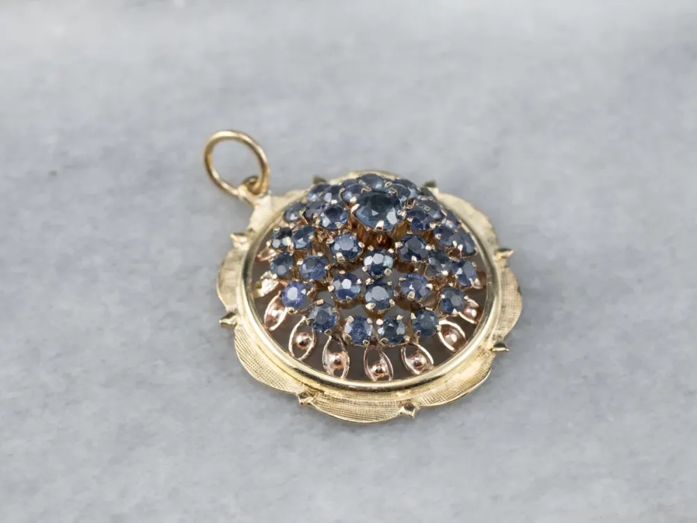 Gegalvaniseerd Domed Sapphire Cluster Pendant