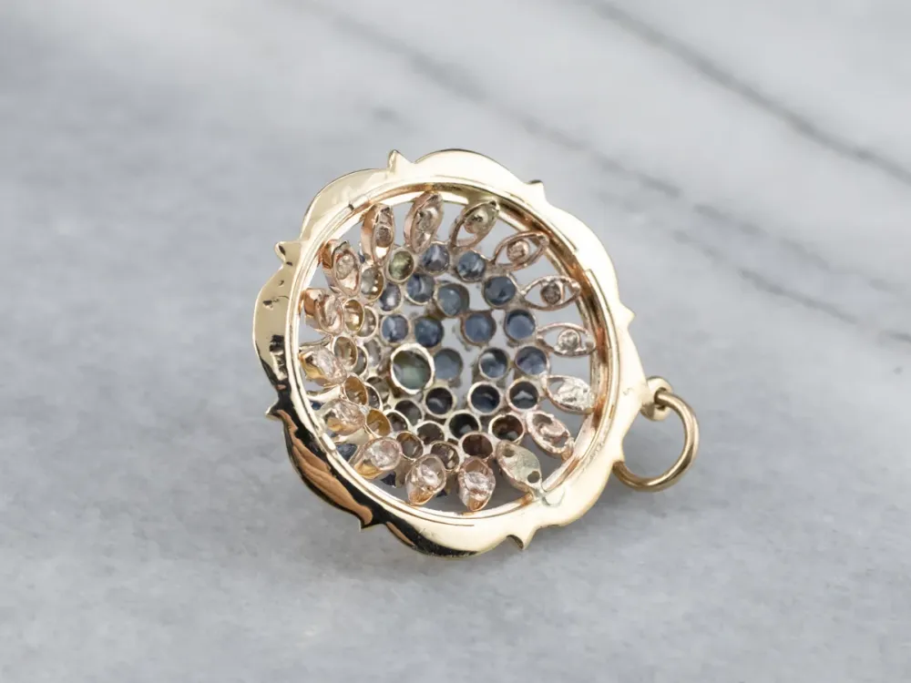 Gegalvaniseerd Domed Sapphire Cluster Pendant
