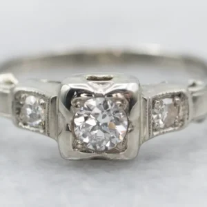 Gegalvaniseerd Early European Cut Diamond Engagement Ring