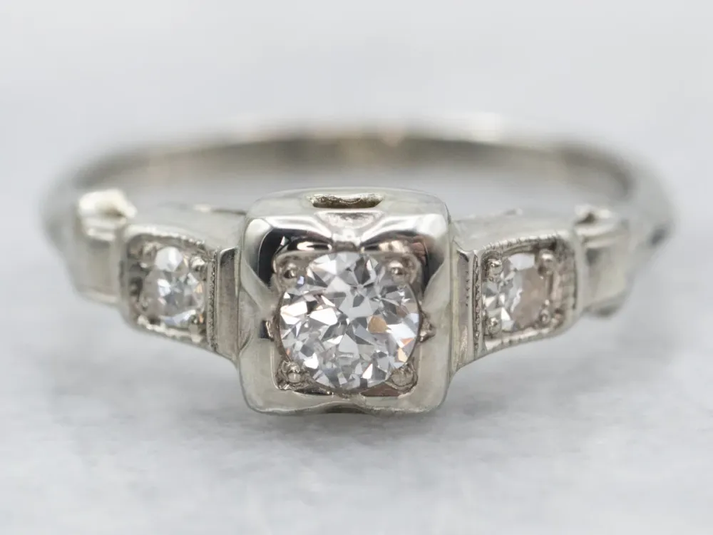 Gegalvaniseerd Early European Cut Diamond Engagement Ring