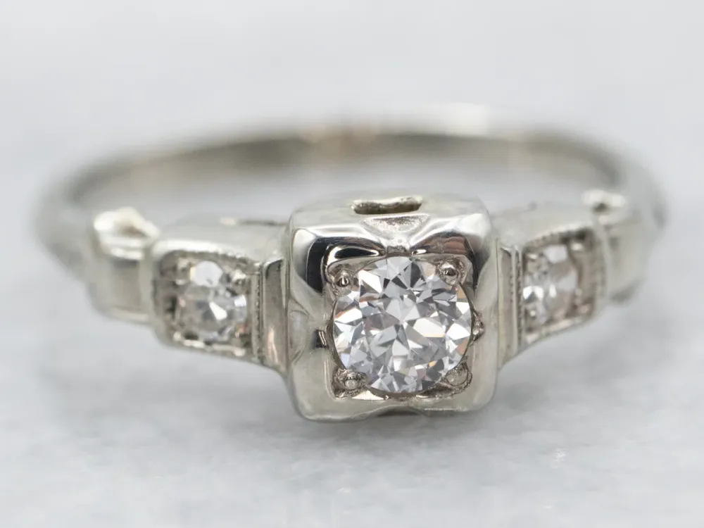 Gegalvaniseerd Early European Cut Diamond Engagement Ring