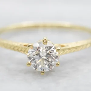 Gegalvaniseerd Engraved Goud Diamond Solitaire Engagement Ring