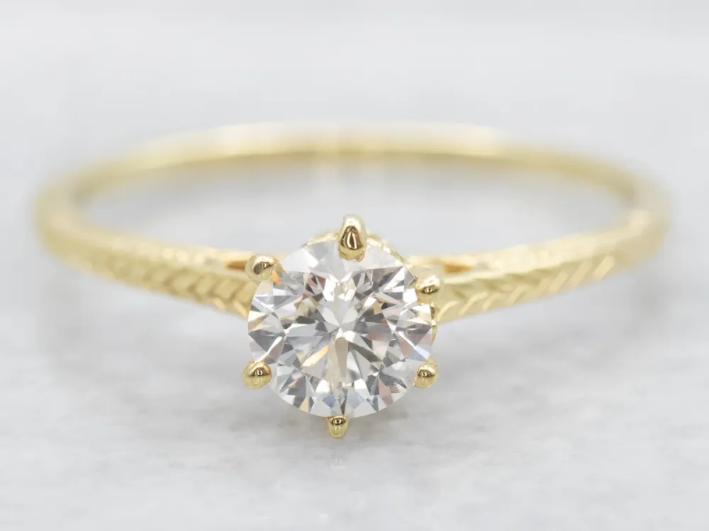 Gegalvaniseerd Engraved Goud Diamond Solitaire Engagement Ring