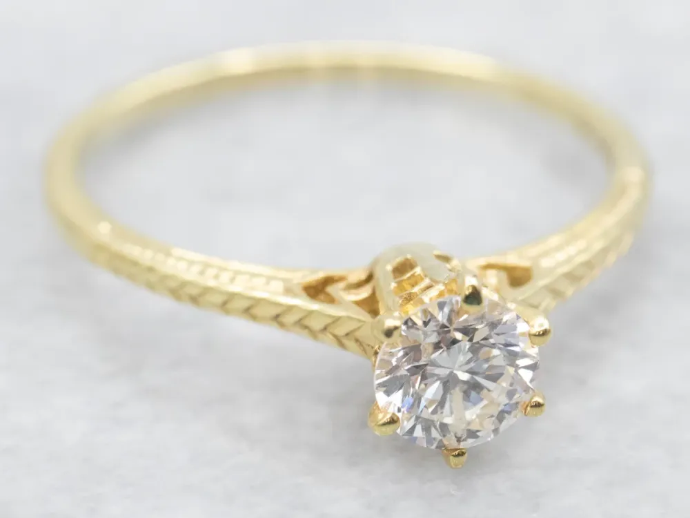 Gegalvaniseerd Engraved Goud Diamond Solitaire Engagement Ring