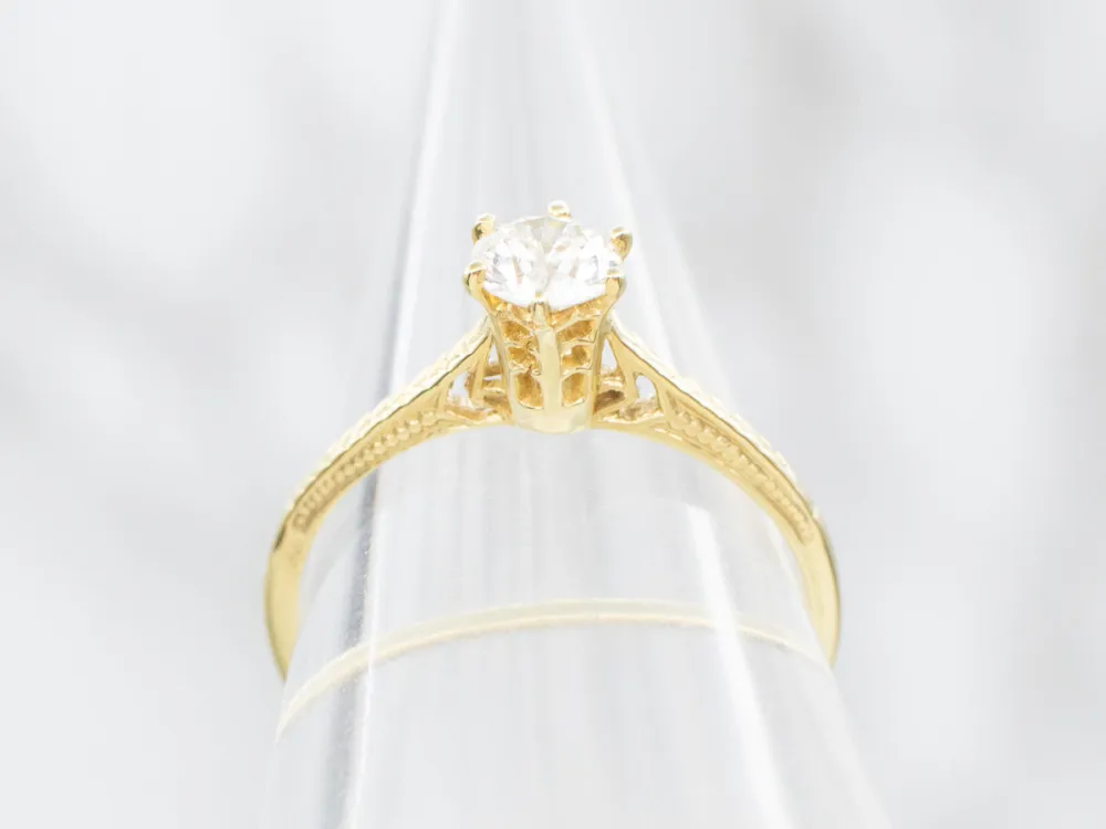 Gegalvaniseerd Engraved Goud Diamond Solitaire Engagement Ring