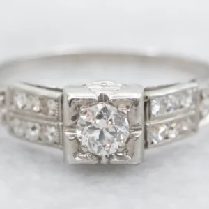 Gegalvaniseerd European and Solo Cut Diamond Engagement Ring