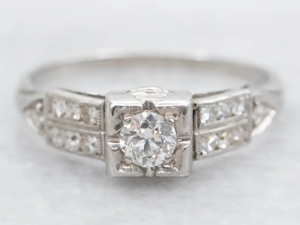 Gegalvaniseerd European and Solo Cut Diamond Engagement Ring