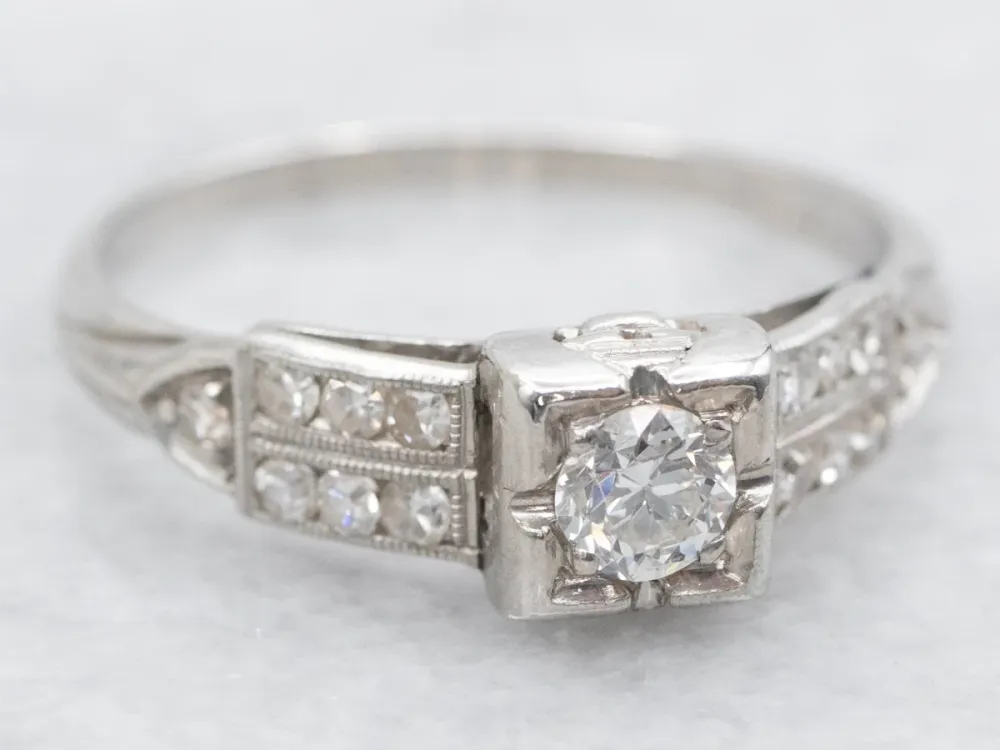 Gegalvaniseerd European and Solo Cut Diamond Engagement Ring