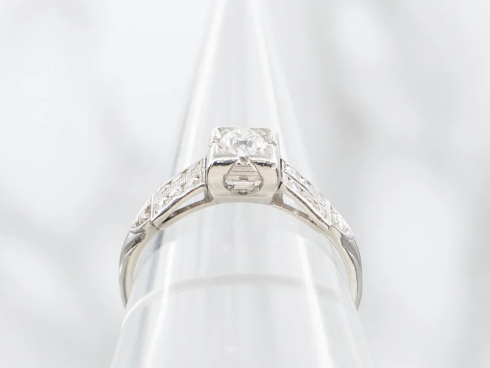 Gegalvaniseerd European and Solo Cut Diamond Engagement Ring
