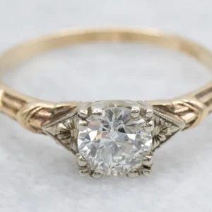 Gegalvaniseerd Floral Old European Cut Diamond Engagement Ring