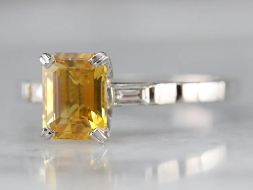 Gegalvaniseerd Goudgeel Sapphire Diamond Engagement Ring