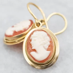 Gegalvaniseerd Italian Goud Cameo Drop Earrings