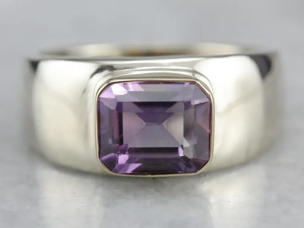 Gegalvaniseerd Men's Amethyst Statement Ring