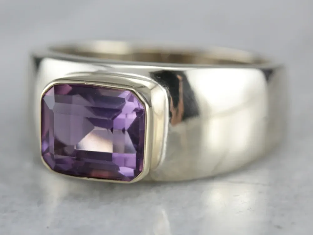 Gegalvaniseerd Men's Amethyst Statement Ring