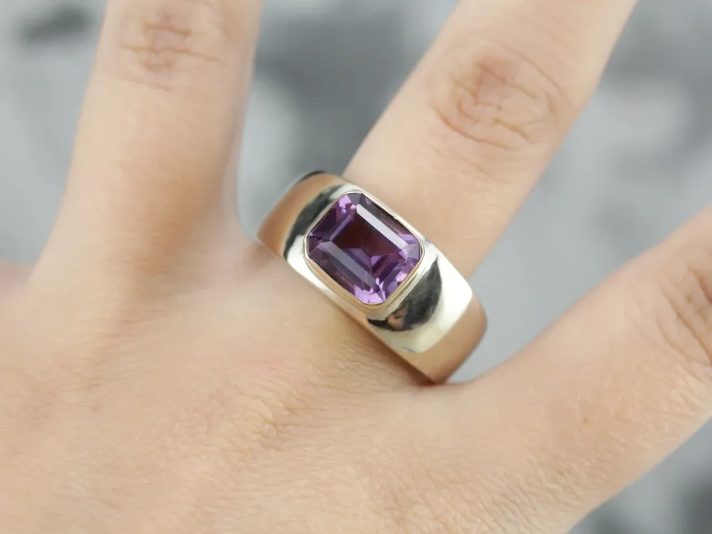 Gegalvaniseerd Men's Amethyst Statement Ring