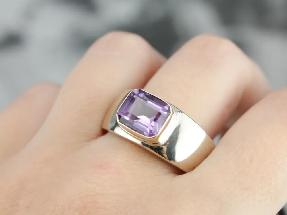 Gegalvaniseerd Men's Amethyst Statement Ring
