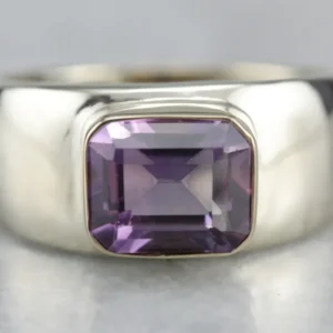 Gegalvaniseerd Men's Amethyst Statement Ring