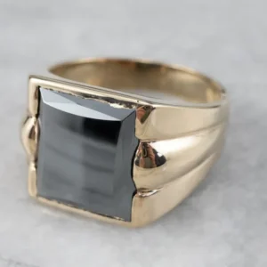 Gegalvaniseerd Men's Hematite Statement Ring