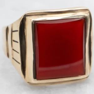 Gegalvaniseerd Mid-Century Carnelian Gouden Ring