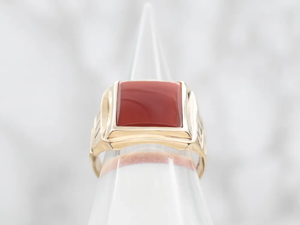 Gegalvaniseerd Mid-Century Carnelian Gouden Ring