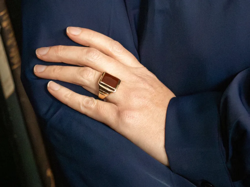 Gegalvaniseerd Mid-Century Carnelian Gouden Ring