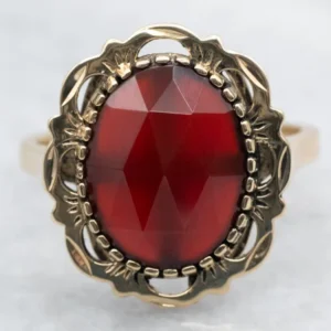 Gegalvaniseerd Mid-Century Faceted Carnelian and Gouden Ring