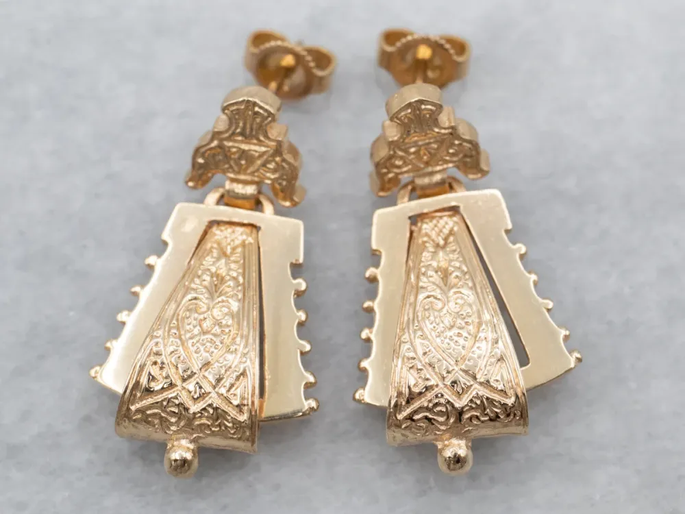 Gegalvaniseerd Ornate Victorian Revival Verguld Drop Earrings