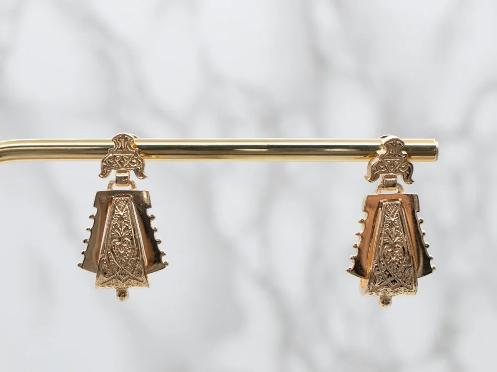 Gegalvaniseerd Ornate Victorian Revival Verguld Drop Earrings