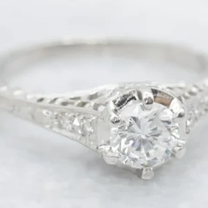 Gegalvaniseerd Platinum Art Deco Diamond Engagement Ring