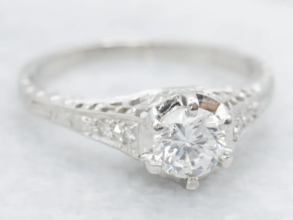 Gegalvaniseerd Platinum Art Deco Diamond Engagement Ring