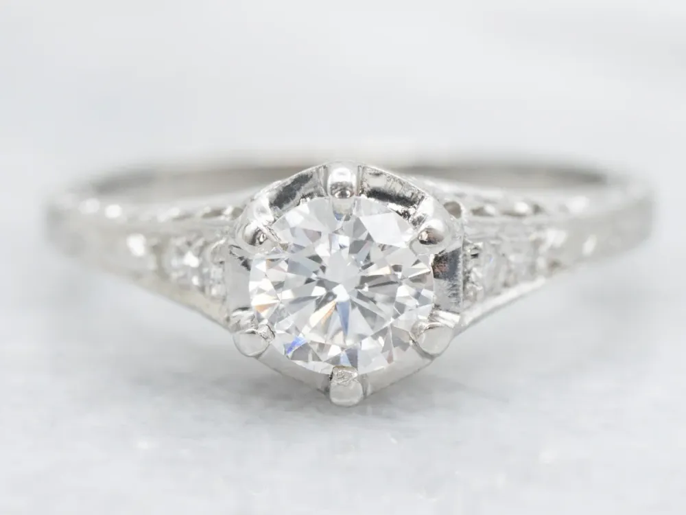 Gegalvaniseerd Platinum Art Deco Diamond Engagement Ring