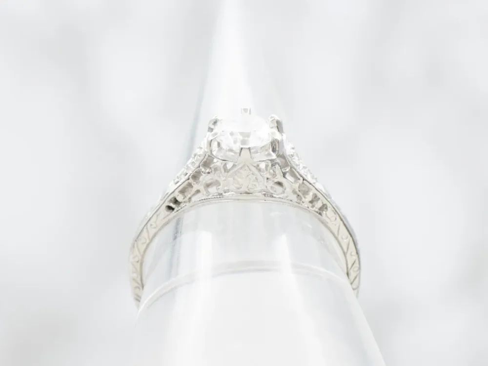 Gegalvaniseerd Platinum Art Deco Diamond Engagement Ring