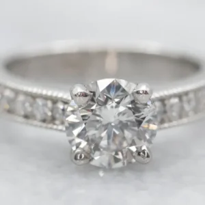 Gegalvaniseerd Platinum Round Brilliant Diamond Engagement Ring