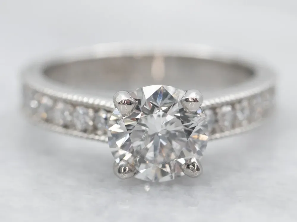 Gegalvaniseerd Platinum Round Brilliant Diamond Engagement Ring