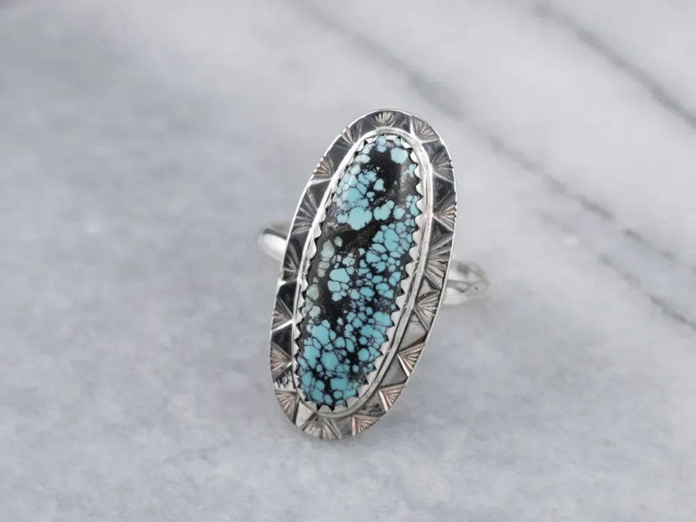 Gegalvaniseerd Southwest Aquamarijn Statement Ring