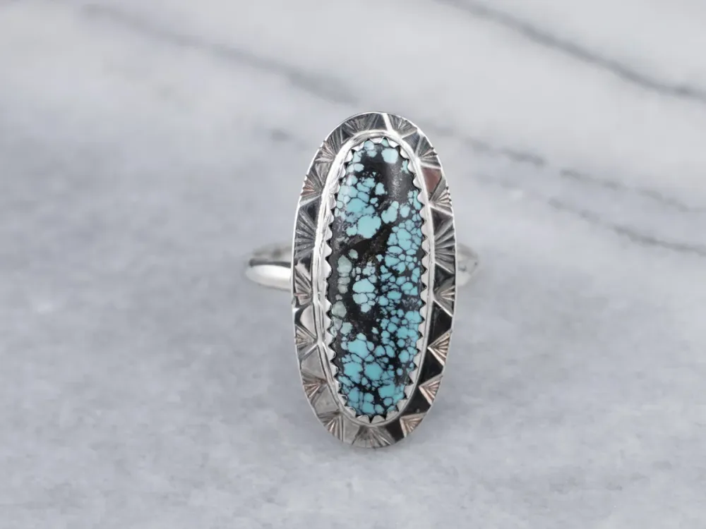 Gegalvaniseerd Southwest Aquamarijn Statement Ring