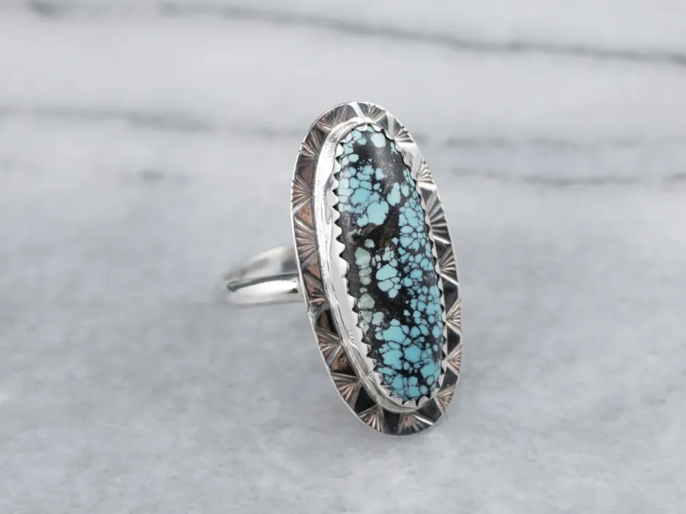 Gegalvaniseerd Southwest Aquamarijn Statement Ring