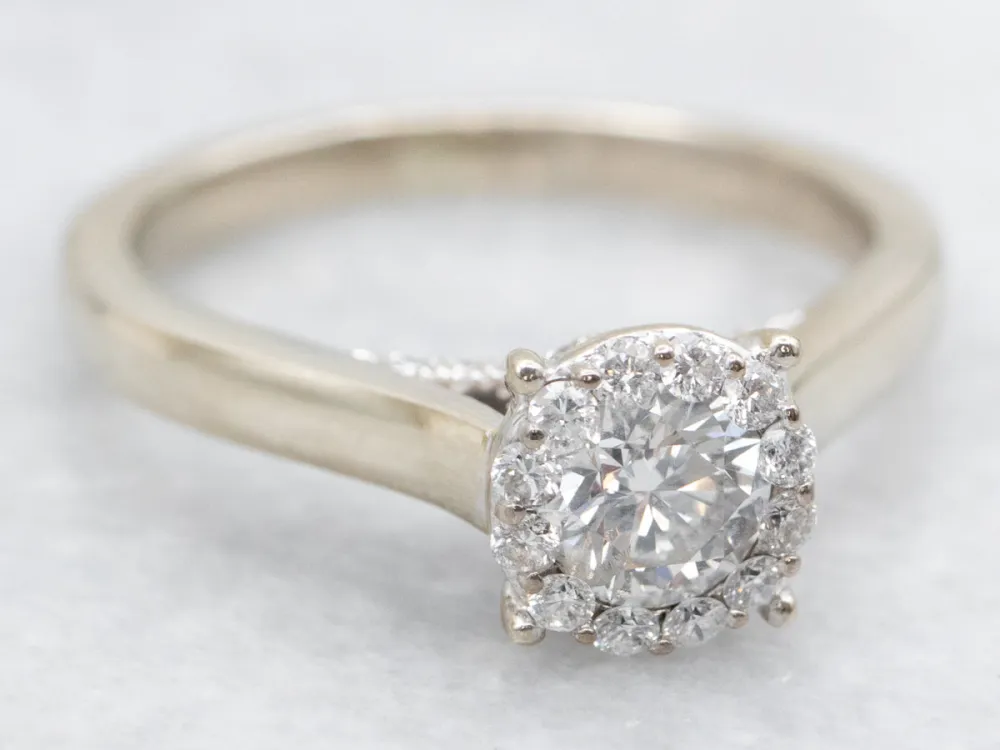 Gegalvaniseerd Stunning Round Brilliant Diamond Halo Engagement Ring