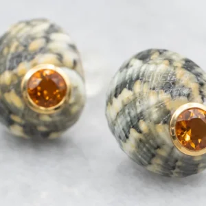 Gegalvaniseerd Trianon Citrine and Shell Stud Earrings
