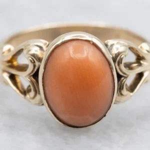 Gegalvaniseerd Victorian Revival Koraal and Gold Ring