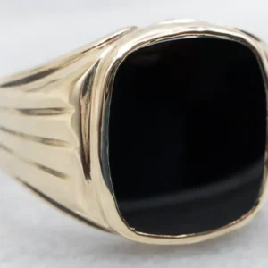 Gegalvaniseerd Vintage Men's Zwart Onyx Statement Ring