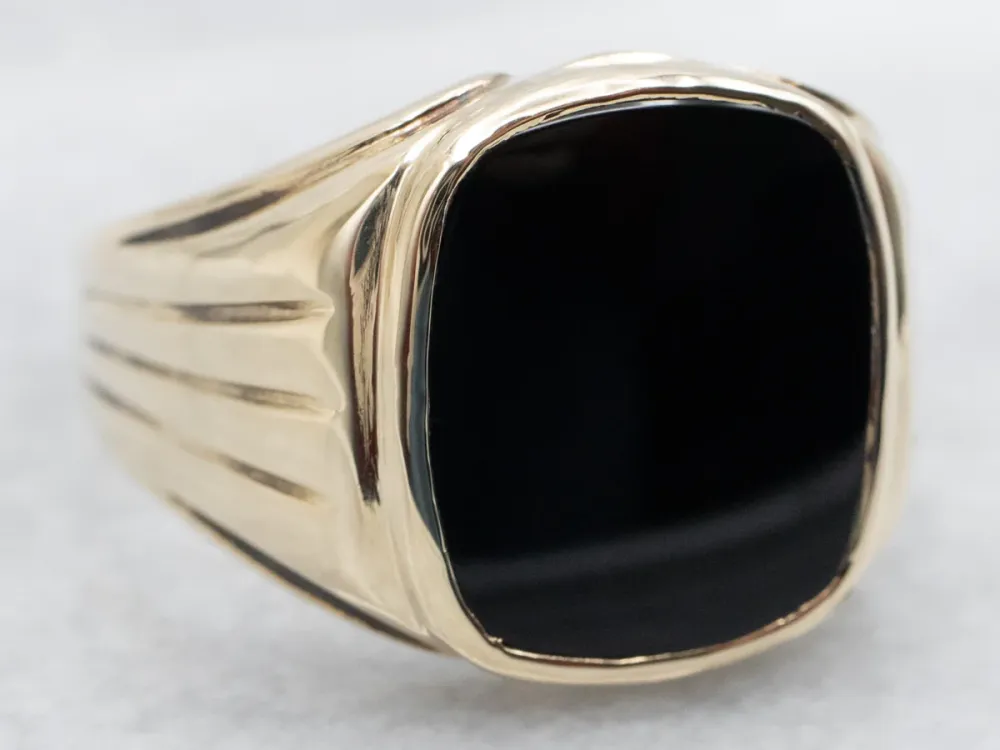 Gegalvaniseerd Vintage Men's Zwart Onyx Statement Ring