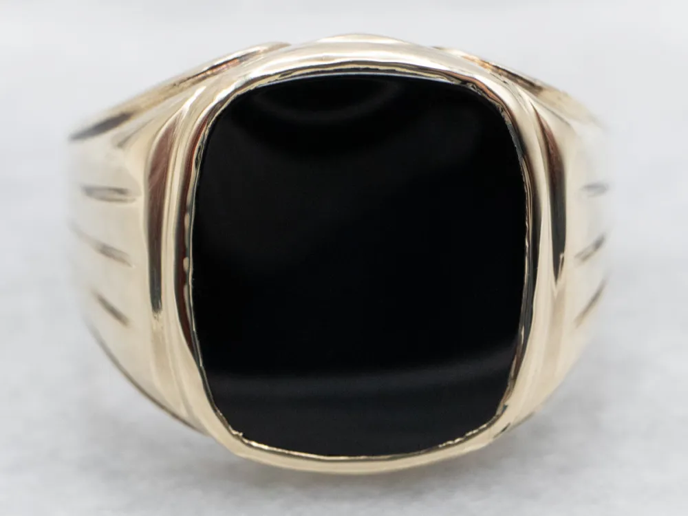 Gegalvaniseerd Vintage Men's Zwart Onyx Statement Ring