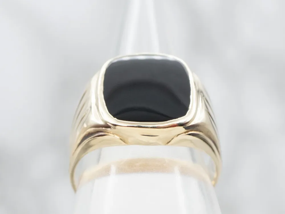 Gegalvaniseerd Vintage Men's Zwart Onyx Statement Ring