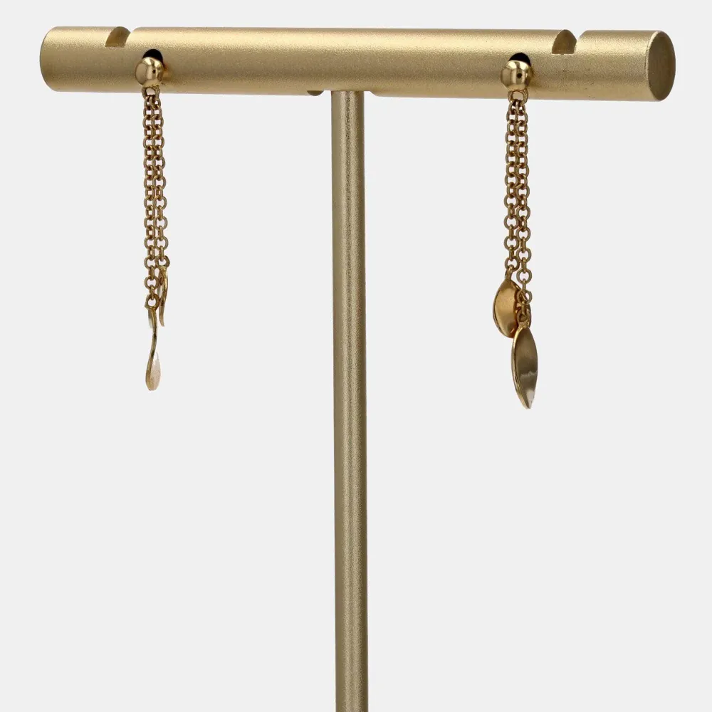 Gold petal dangling earrings