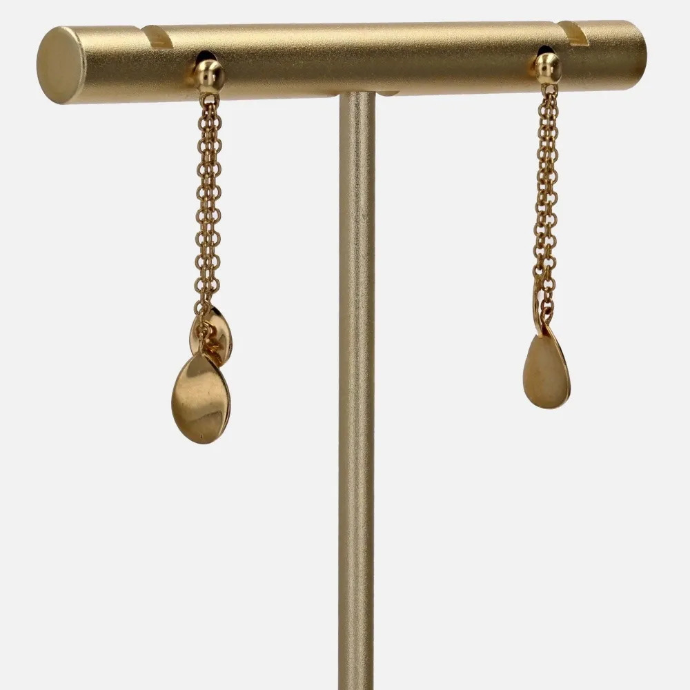 Gold petal dangling earrings