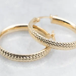 Gold Textured Hoop Earrings